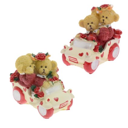 MEDVEDÍKY V AUTÍČKU ČER/HNE/KRÉM MIX/2 6*9*8CM