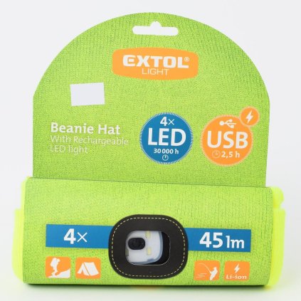 AKCIA!!!Čiapka s čel., ŽLTÁ 4x LED,45lm, 300aMh USB nabíjanie