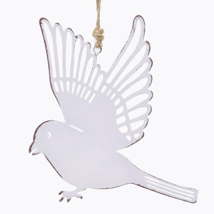 ZÁVES VTÁČIK KOVOVÝ BIELY 13x12,5x0,2CM SUPER CENA!