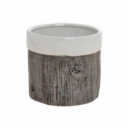 OBAL VZOR DREVO KERAMIKA 14.5*14.5*13.5 HNEDOBIELY