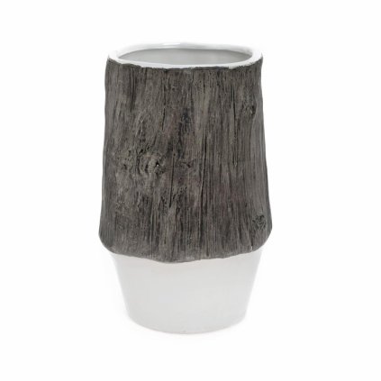 VÁZA KERAMIKA 13.5*13.5*21 HNEDOBIELY