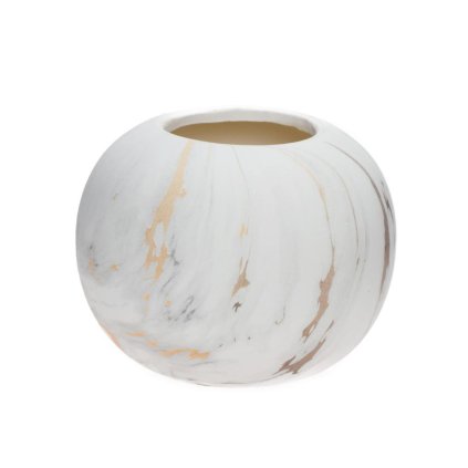 VÁZA MRAMOR KERAMIKA 18x18x14CM BIELO ZLATÁ
