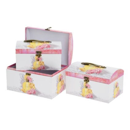 DARČEKOVÁ KRABIČKA ŠPERKOVNIČKA S/3 22x14x12,5-26x18x16,5CM RUŽOVO BIELA