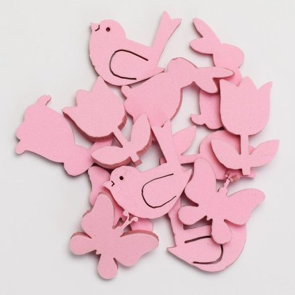 AKCIA!!MOTÝĽ/VTÁK/ZAJAC/KVET S/12 3/3/4/3,5CM RUŽ