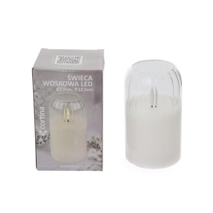 SVET.LED SKLO+VOSK BIELA 14/25/PHN 12x7,5CM