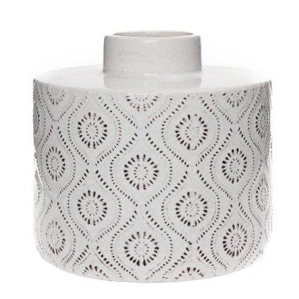 VÁZA ORNAMENT BIELA KERAMIKA 16.5*16.5*15.5CM