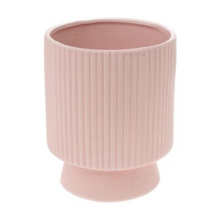 OBAL PRUHOVANÝ L KERAMIKA 12,5x12,5x15,5CM RUŽOVÁ