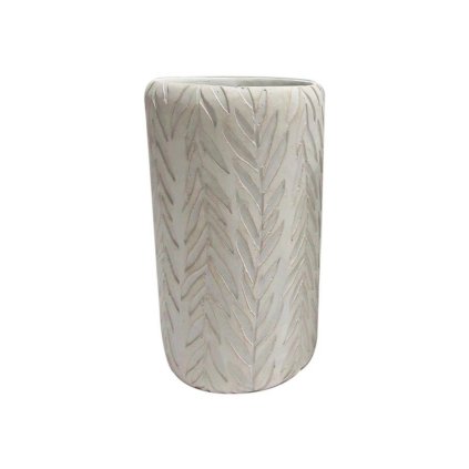 SUPER CENA VÁZA PORTAFIORI C/INCISIONE PIANTA GRIGIO CHIARO D12,5 H22 CEMENTO