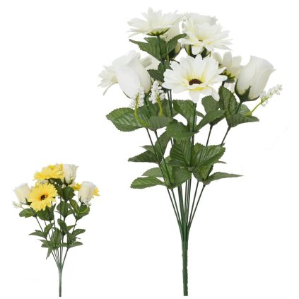 KYTICA RUŽA, GERBERA, GYPS, X10 MIX/2F 43CM