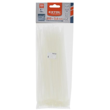 Pásky sťahovacie bie., 3,6x200mm,100ks pr.50mm,18kg