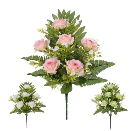 KYTICA RUŽA, DROB, KALY, ZELEŇ x6 MIX/3F 34CM