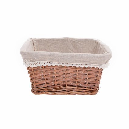 PRÚT. KOŠÍK OBDĹŽNIK ŠEDÝ BIELA LÁTKA 28x23x15CM