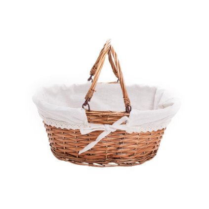 PRÚT. KOŠÍK OVÁL HNEDÁ BIELA LÁTKA 35x27x15CM