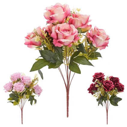 KYTICA RUŽA x9 45CM RUŽOVÉ MIX/3F