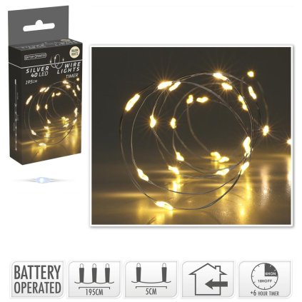 LED SVETIELKA /40 /na drôtiku/bater. 195cm /WW/ind/timer//AX9731110
