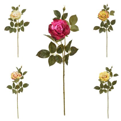 KS RUŽA VEĽKOKVETÁ, ZELEŇ, MIX/5F 68CM