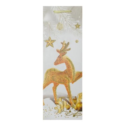 TAŠKA darč fľaška V35x12+9cm VIANOCE GLITER