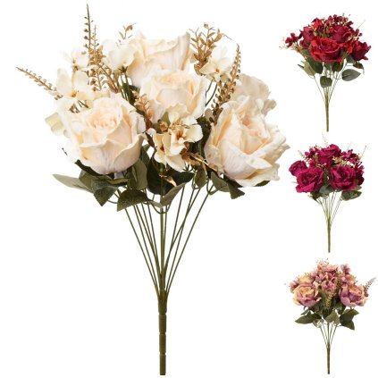 KYTICA RUŽA ZAMAT, PAPRAĎ ZLATÁ, ZELEŇ MIX/4F 46CM