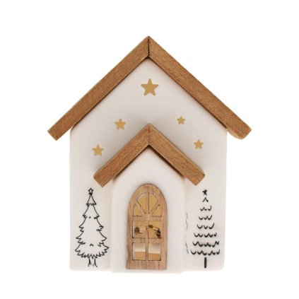 DOMČEK BIE/NAT LED PORCEL. 9,2*7,6*10,8CM