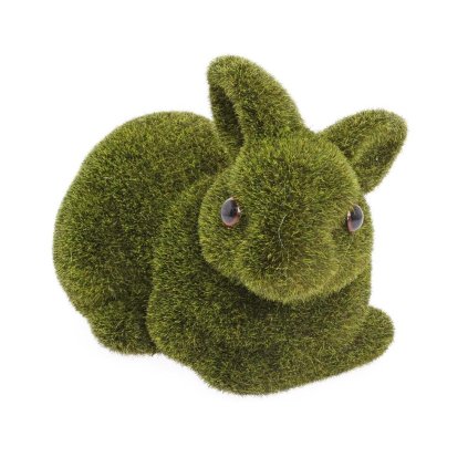 ZAJAC LEŽIACI ZELENÝ MACH, POLYST. 25*15*19CM