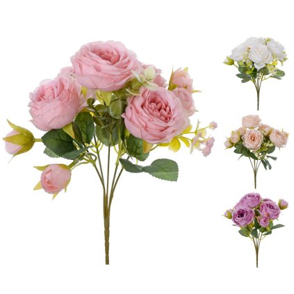 KYTICA RUŽA, DROB. KVETY, ZELEŇ 4F 27cm