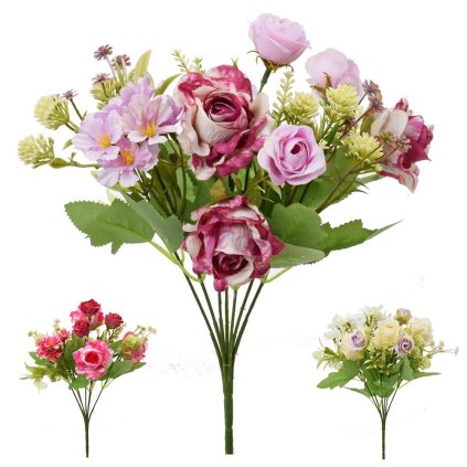 KYTICA RUŽA, DROB. KVETY,ZELEŇ MIX/3F 29CM