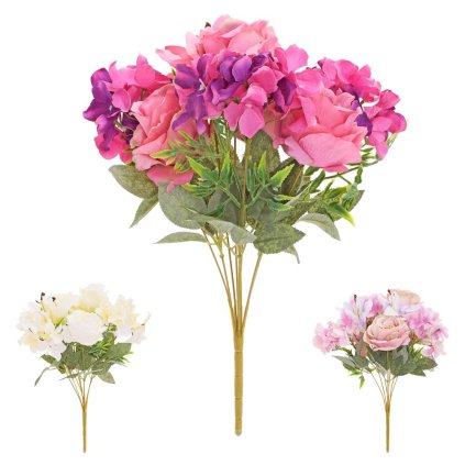 KYTICA RUŽA ĽALIA HORTENZIA x9 45CM MIX/3F