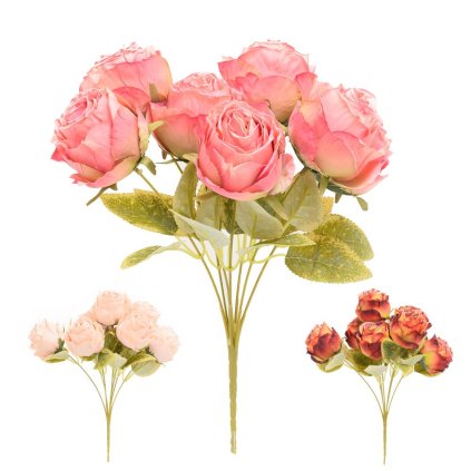 KYTICA RUŽA, DROB. KVETY, ZELEŇ MIX/3F 30CM