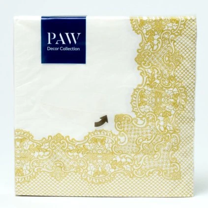 SDL089209 SERVÍTKY 33x33cm/20ks/3vrst LACES FRAME GOLD