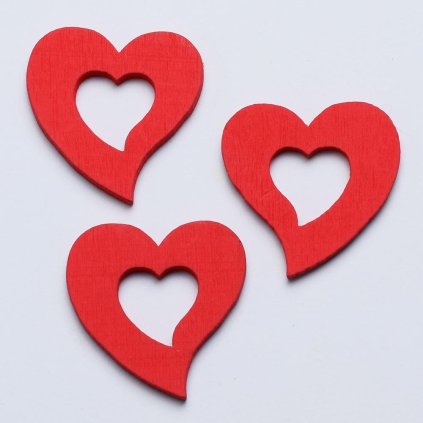 VÝREZ SRDCE DREV.ČERVENÉ S/40 3CM SUPER CENA!