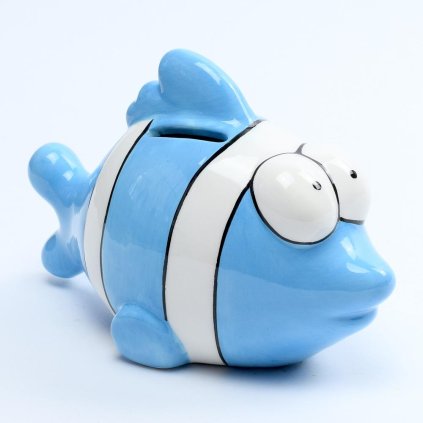 POKLADNIČKA RYBA NEMO MODRÁ DOLOMIT 16,5x8,2x11CM SUPER CENA!