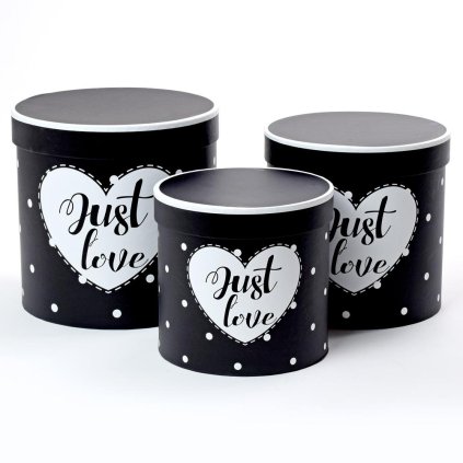 DARČEKOVÁ KRABIČKA S/3 ČIERNA SRDCE 19x19CM