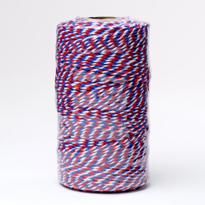 ŠNÚRKA FARBY  2MMX100M ČERVENÁ/BIELA/MODRÁ