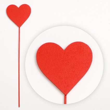 ZÁPICH SRDCE DREVO 6x0,5x26CM ČERVENÉ