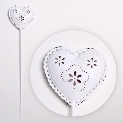 ZÁPICH SRDCE KOV 7x30CM BIELE