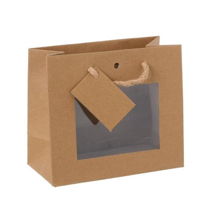 TAŠKA KRAFT DARČ s oknom V14x16+8cm