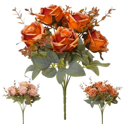 KYTICA RUŽA PERLEŤ, ZELEŇ MIX/3F 30CM