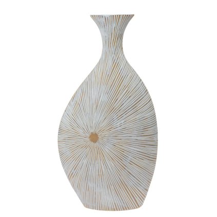 VÁZA POLYREZ L 24x12x45CM BIELA