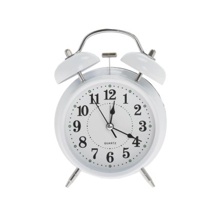 HODINY BUDÍK KOV 10CM BIELE