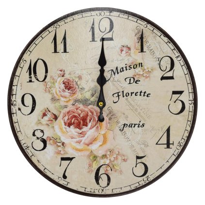 HODINY NÁSTENNÉ MDF DIA 34CM RUŽE ""PARIS"""