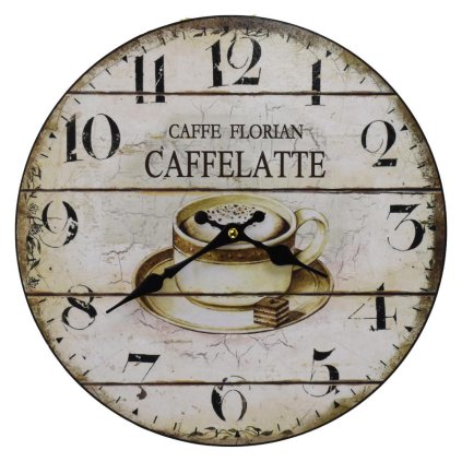 HODINY NÁSTENNÉ MDF DIA 34CM CAFFELATTE