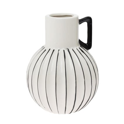 VÁZA S UCHOM KERAMIKA 13x28,5CM BIELA