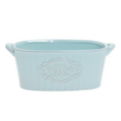 OBAL FLOWER OVÁL KERAMIKA 19x8,5x7,5CM MODRÁ