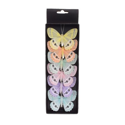 MOTÝLE FAREBNÉ MA KLIPE S/6 8CM