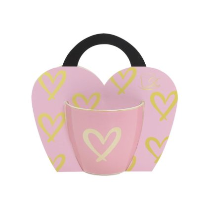 ŠÁLKA 460ml ruž/zlaté srdiečka