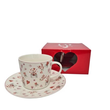 Šálka s podšálkou srdcia 460ml