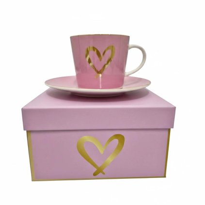 Šálka s podšálkou srdcia