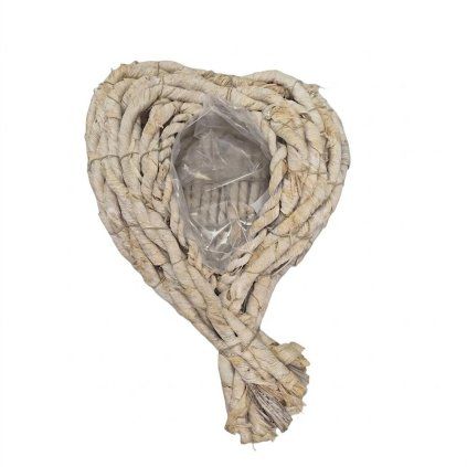 Obal srdce prútie biele 28cm