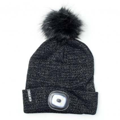 AKCIA!!!Čiapka s čel., ČIERNA s leskom.4xLED