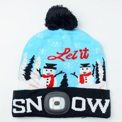 AKCIA!!!Čiapka X-mas,Let it snow,modrá,4xSMD LED
